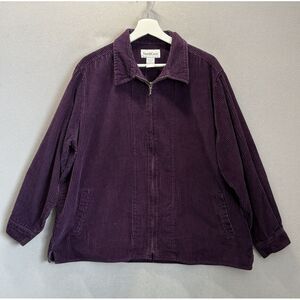 Vintage 90s NorthCrest Corduroy Bomber‎ Jacket Women's 2X Thick Cord Full Zip